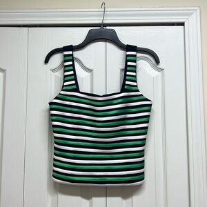 Joseph Ribkoff Striped Black, White, Green Sleeveless Top Size 10